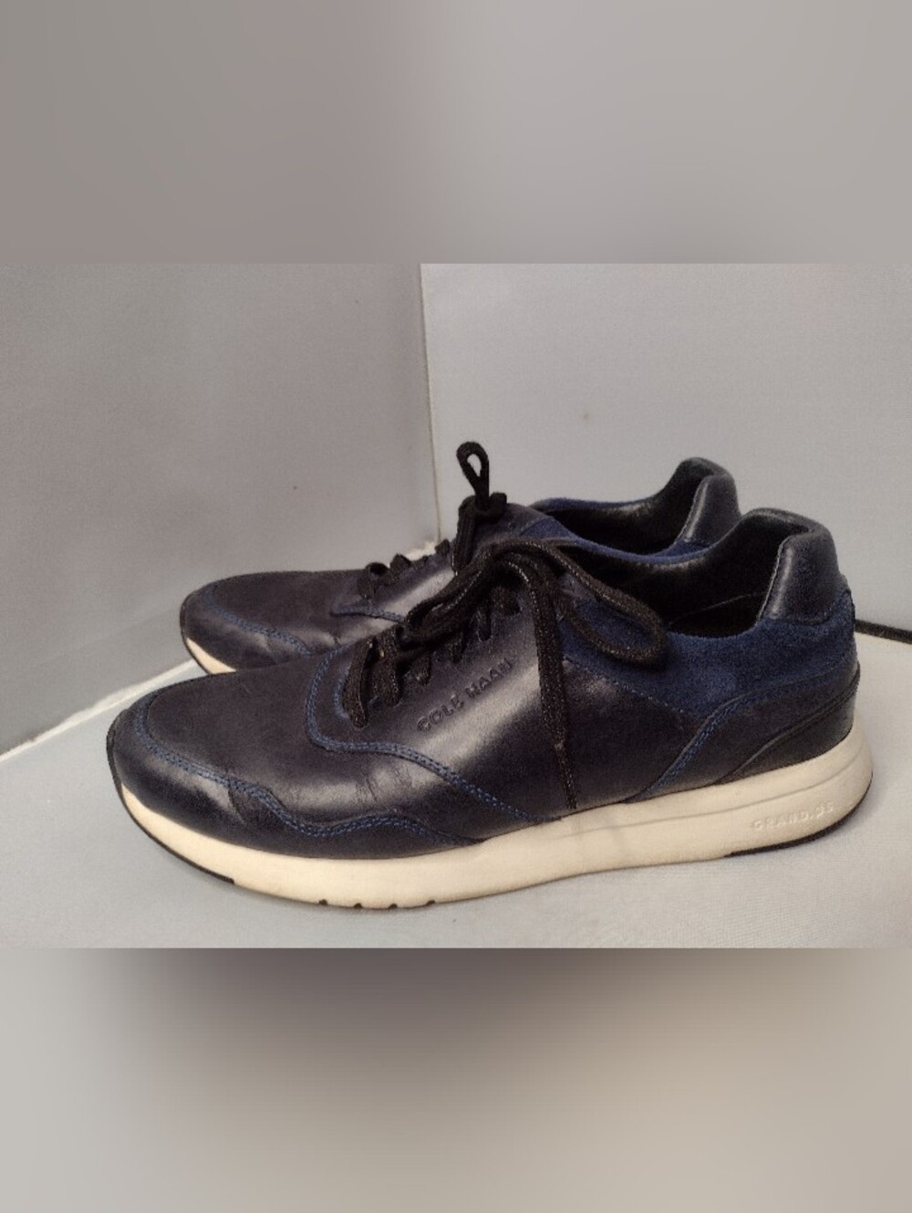 Cole Haan GrandPro Shoes Mens 7.5 Leather Grand.OS Comfort Sneaker Navy Blue X